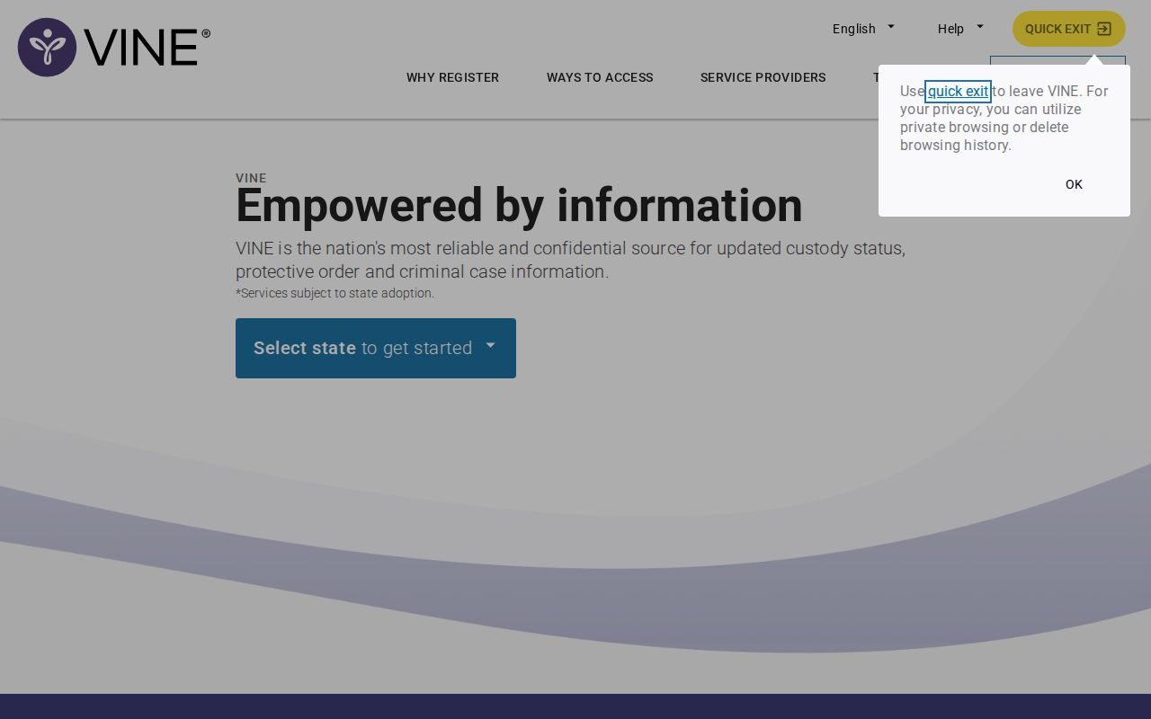 Kentucky VINELink search and notification entry